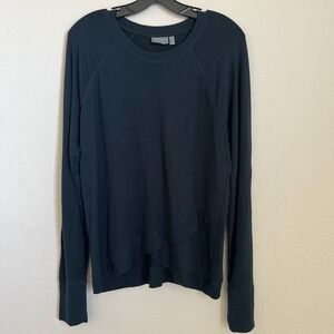 Athleta Modal Sweatshirt Women M Navy Blue Asymmetrical Hem Athleisure Cozy Soft